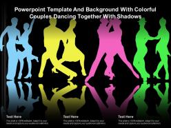 Template and background with colorful couples dancing together with shadows