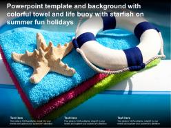 Template And Background With Colorful Towel And Life Buoy With Starfish On Summer Fun Holidays