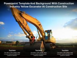 Template and background with construction industry yellow excavator at construction site