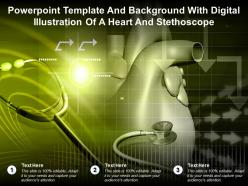 Template and background with digital illustration of a heart and stethoscope ppt powerpoint