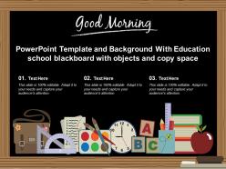 Template and background with education school blackboard with objects and copy space