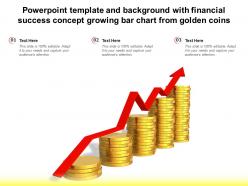 Template and background with financial success concept growing bar chart from golden coins