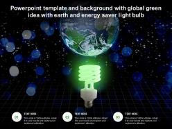 Template and background with global green idea with earth and energy saver light bulb