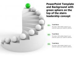 Template and background with green sphere on the top of the stairs leadership concept