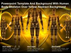 Template and background with human body skeleton over yellow abstract background