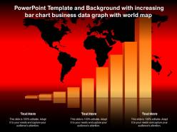 Template and background with increasing bar chart business data graph with world map