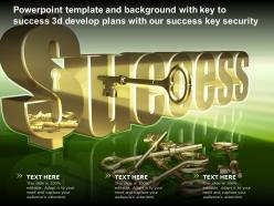 Template and background with key to success 3d develop plans with our success key security