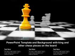 Template and background with king and other chess pieces on the board ppt powerpoint