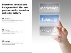 Template and background with man hand push on solution innovation motivation buttons