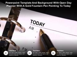 Template and background with open day planner with a gold fountain pen pointing to today