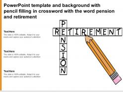 Template and background with pencil filling in crossword with the word pension and retirement