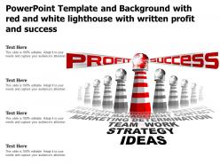 Template and background with red and white lighthouse with written profit and success