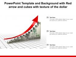 Template and background with red arrow and cubes with texture of the dollar