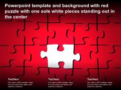 Template and background with red puzzle with one sole white pieces standing out in the center