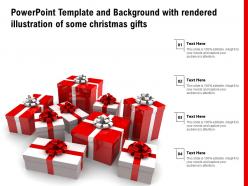 Template and background with rendered illustration of some christmas gifts ppt powerpoint