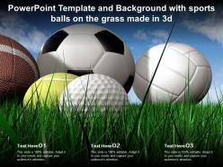 Template and background with sports balls on the grass made in 3d ppt powerpoint