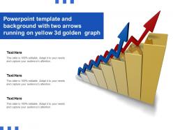 Template and background with two arrows running on yellow 3d golden graph