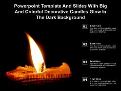 Template and slides with big and colorful decorative candles glow in the dark