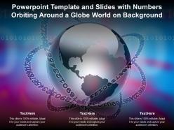 Template and slides with numbers orbiting around a globe world on background