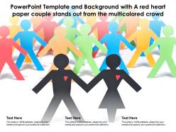 Template background with a red heart paper couple stands out from the multicolored crowd