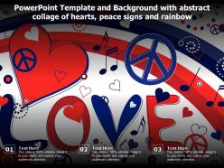 Template background with abstract collage of hearts peace signs and rainbow ppt powerpoint