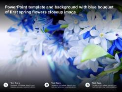 Template background with blue bouquet of first spring flowers closeup image ppt powerpoint