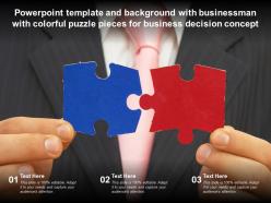 Template background with businessman with colorful puzzle pieces for business decision concept