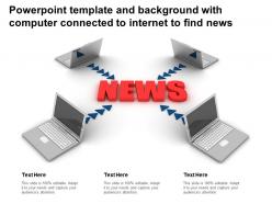 Template background with computer connected to internet to find news ppt powerpoint