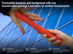 Template background with one businessman passing a red baton to another businessman