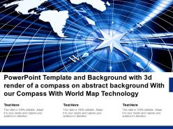 Template With 3d Render Of A Compass On Abstract With Our Compass With World Map Technology