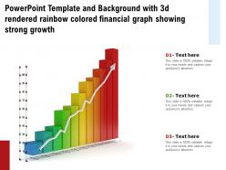 Template with 3d rendered rainbow colored financial graph showing strong growth
