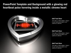 Template with a glowing red heartbeat pulse hovering inside a metallic chrome heart