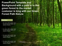 Template with a path is in green forest in market customer is king with our green forest path nature
