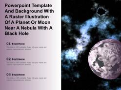Template with a raster illustration of a planet or moon near a nebula with a black hole