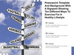 Template with a signpost showing ten different ways to exercise for a healthy lifestyle