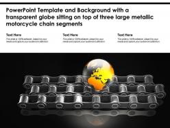 Template with a transparent globe sitting on top of three large metallic motorcycle chain segments