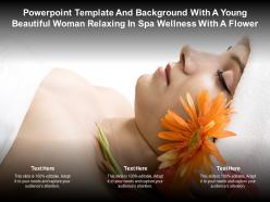 Template with a young beautiful woman relaxing in spa wellness with a flower