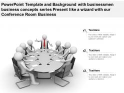 Template with businessmen business concepts series present like a wizard with our conference room business