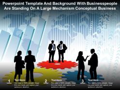 Template with businesspeople are standing on a large mechanism conceptual business