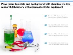 Template with chemical medical research laboratory with chemical colorful equipment