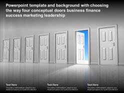 Template with choosing the way four conceptual doors business finance success marketing leadership