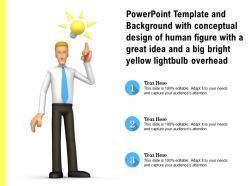Template With Conceptual Design Of Human Figure With A Great Idea A Big Bright Yellow Lightbulb Overhead