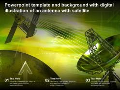 Template with digital illustration of an antenna with satellite ppt powerpoint