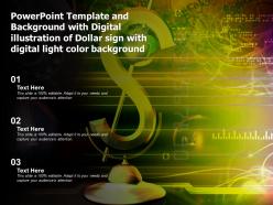 Template with digital illustration of dollar sign with digital light color background
