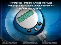 Template with digital illustration of glucose meter in color background ppt powerpoint