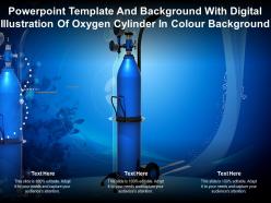 Template with digital illustration of oxygen cylinder in colour background