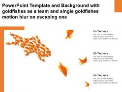 Template with goldfishes as a team and single goldfishes motion blur on escaping one