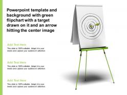 Template with green flipchart with a target drawn on it and an arrow hitting the center image