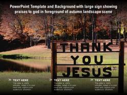 Template with large sign showing praises to god in foreground of autumn landscape scene