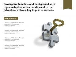 Template with login metaphor with a puzzles add to the adventure with our key to puzzle success
